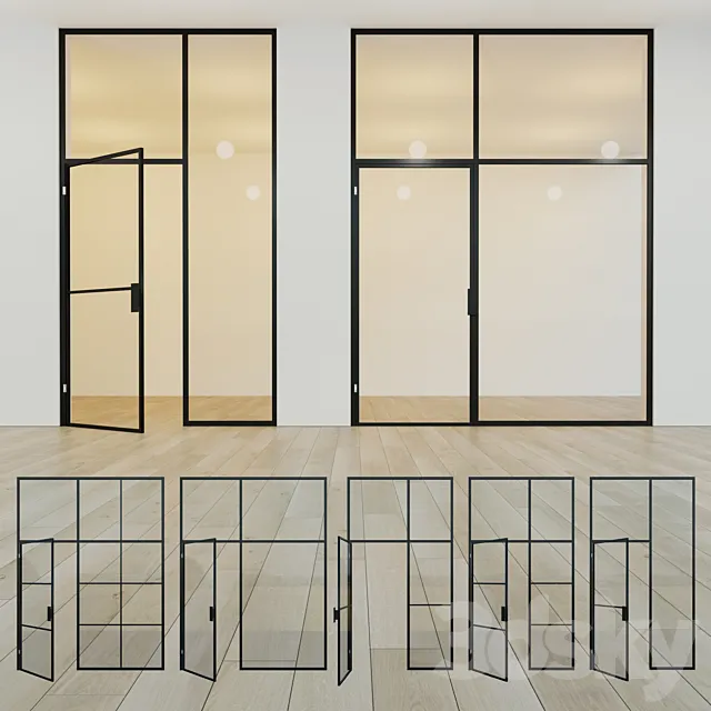 Glass partition. A door. eleven 3DSMax File