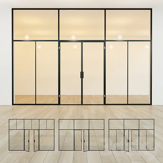 Glass partition. Door. 40 3ds Max