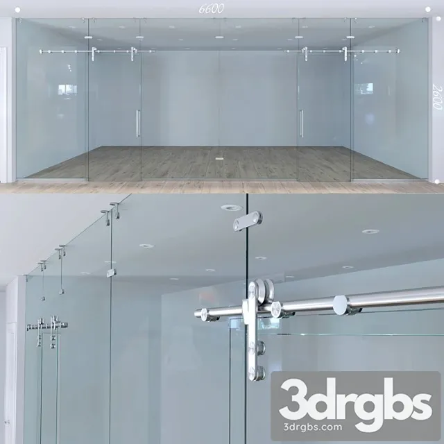 Glass Partition With Sliding Doors 1 3 3dsmax Download
