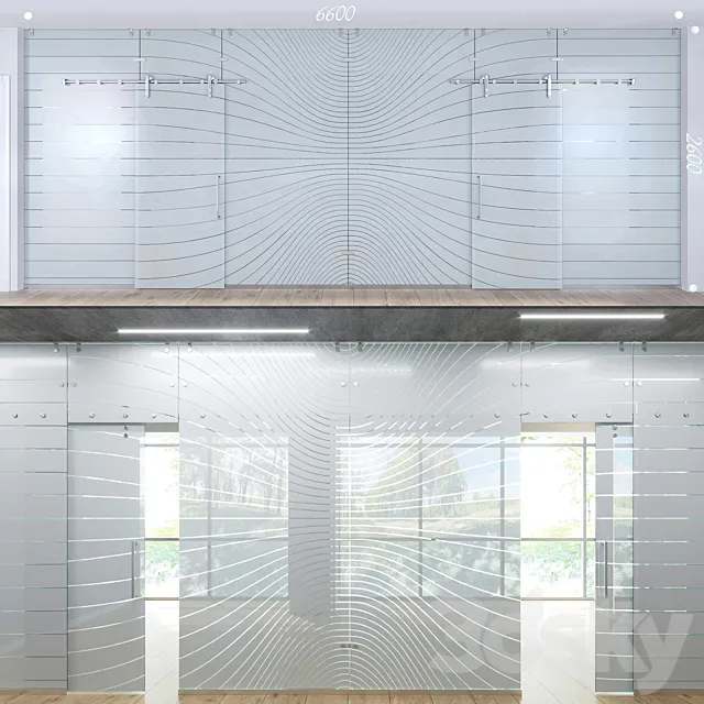 Glass partition with sliding doors – 3 3DSMax File