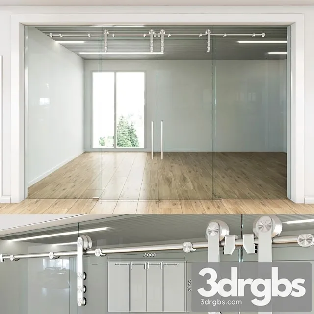 Glass partition with sliding doors – 4 3dsmax Download