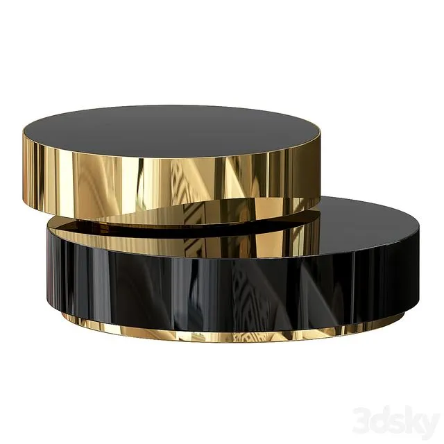 Glass round coffee table with marble surface for living room 3dsMax Model