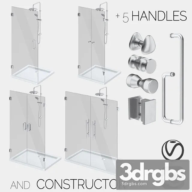 Glass Shower Cabins Constructor and Handle Set 3 3dsmax Download