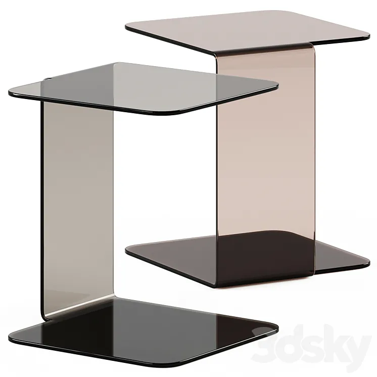 Glass Side Table Shell by Sovet italia \/ Glass side table 3DS Max Model