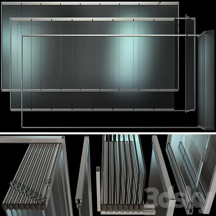 Glass Sliding Partition Walls 3DS Max