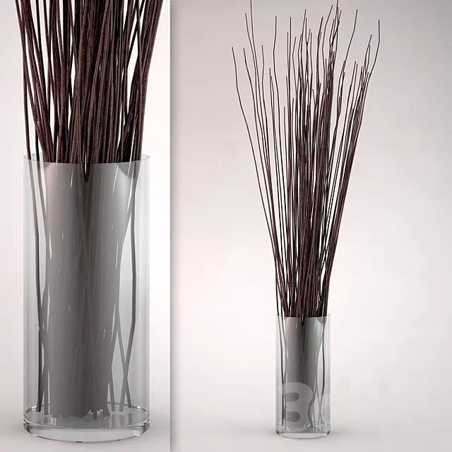 Glass vase with twigs 3ds Max