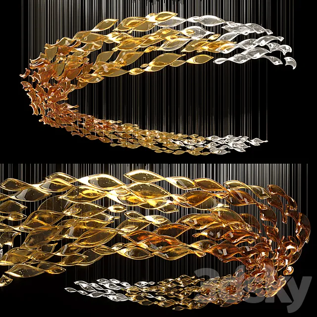 Glass Waves Chandelier 3DS Max Model