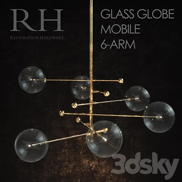 GLASS_GLOBE_MOBILE_6-ARM 3ds Max