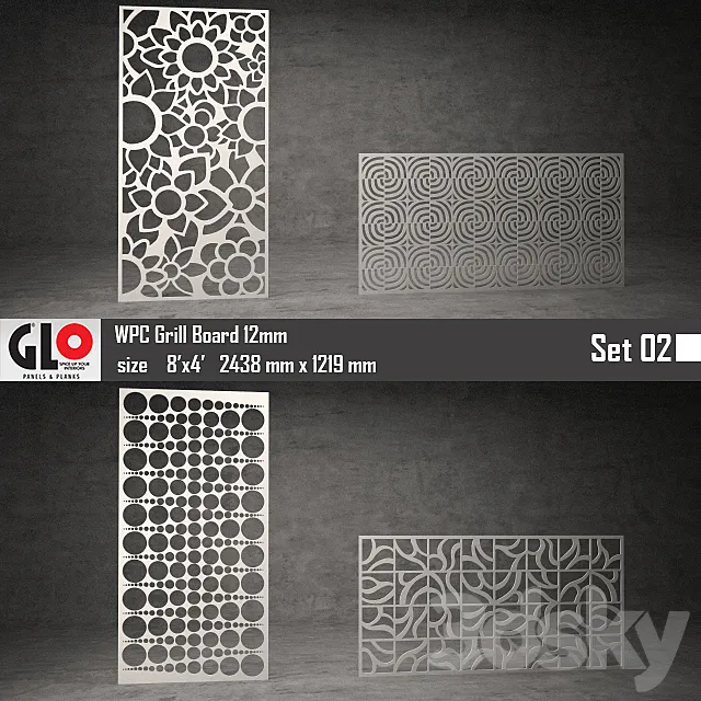 GLO WPC Board 12mm Set 02 3DS Max Model