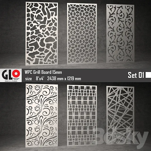 GLO WPC Board 15mm Set 01 3DS Max Model