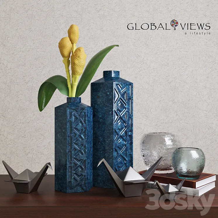 Global Views Bezel Vase-Ink Large 3DS Max