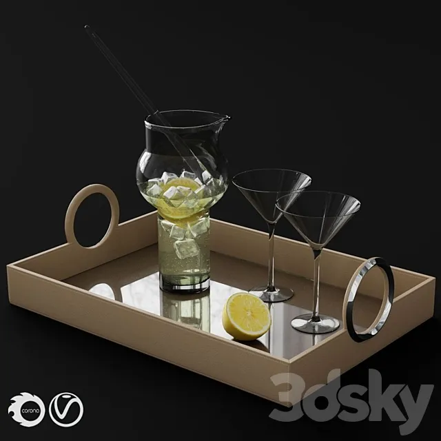 Global Views Leather Serving Tray 3DSMax File