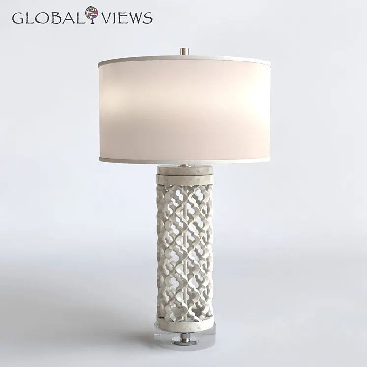 Global Views Lighting Arabesque Round Marble Table Lamp 3DS Max