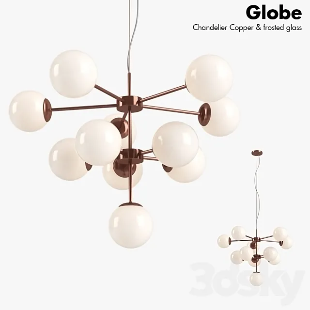 Globe Chandelier Copper Lamp 3DSMax File