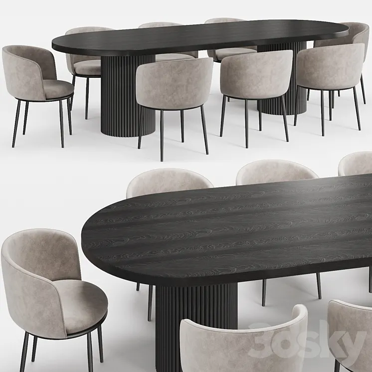 GLOBEWEST Benjamin Ripple table and Filmore dining chair Eichholtz 3DS Max Model