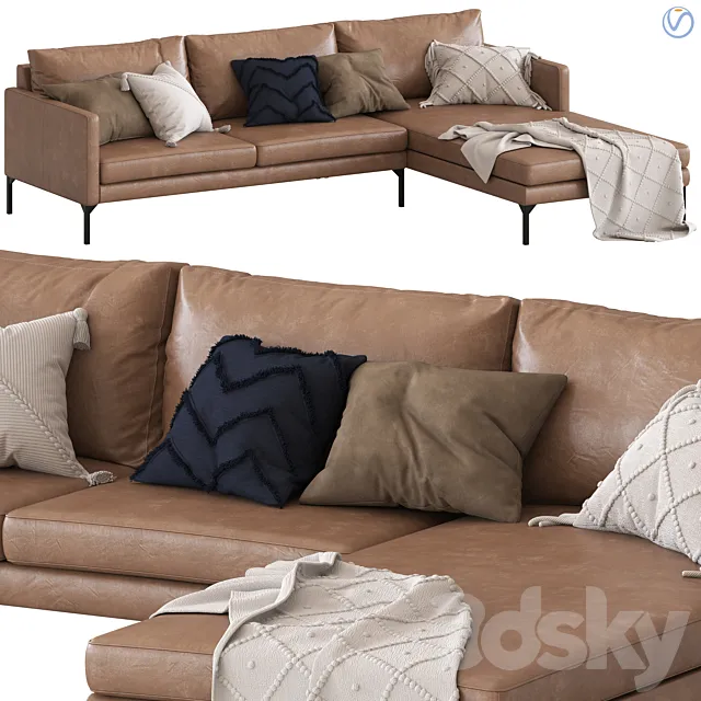 Globewest Bogart 2 seater sofa and chaise 3ds Max