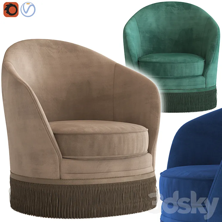 Globewest Kennedy Fringed Armchair 3DS Max