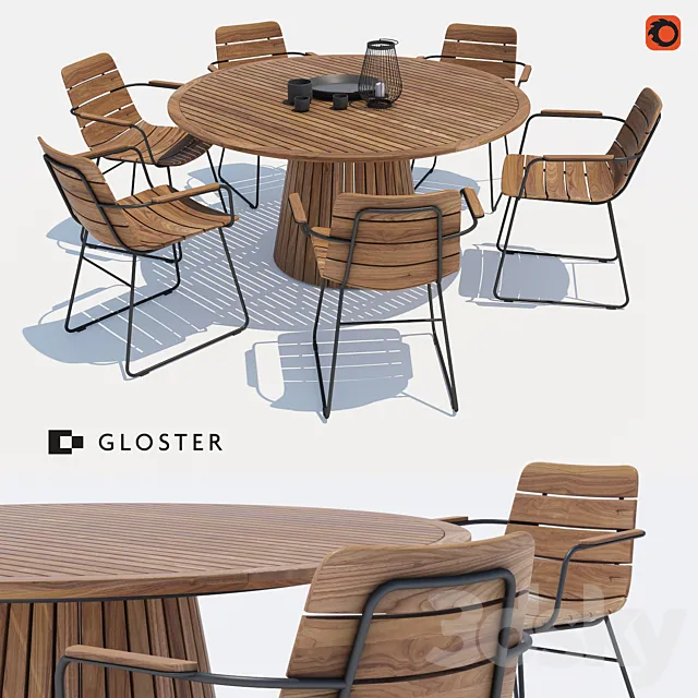 Gloster William chair + Whirl table 3ds Max