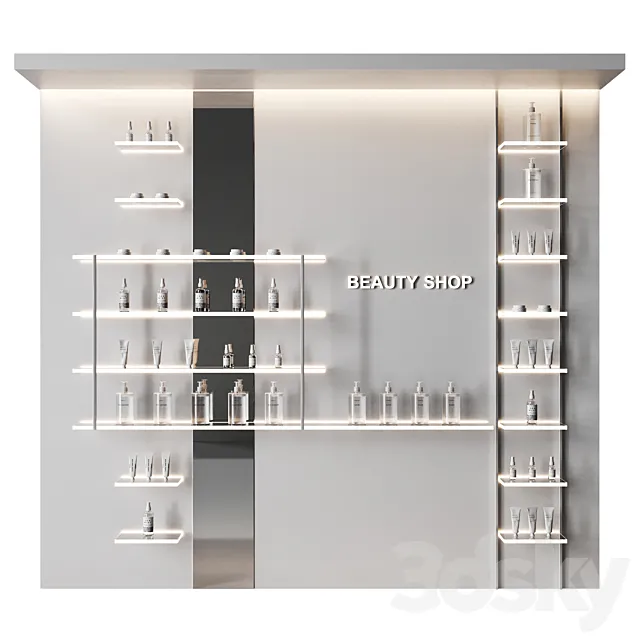 Glowing shelves for a cosmetics store 3DS Max Model