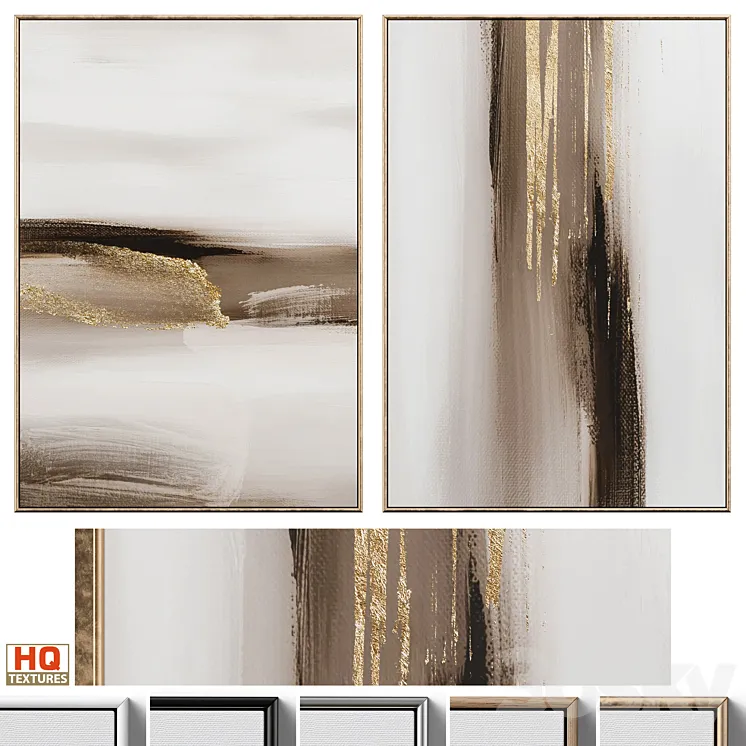 Gold And Brown Accent Abstract Wall Art C-549 3DS Max Model