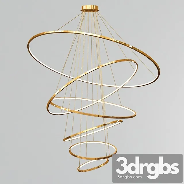 Gold and nickel led swirl six ring chandeliers