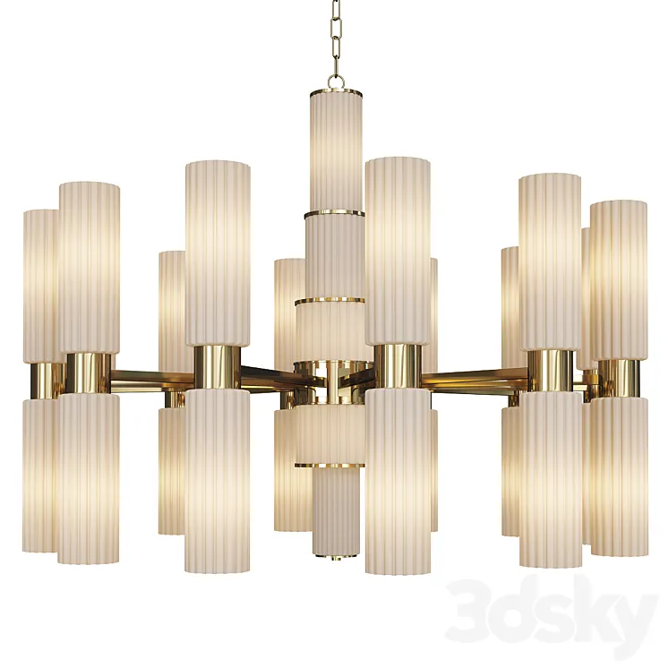 Gold and white glass chandelier 3DS Max Model