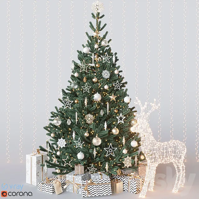 Gold christmas tree 3DSMax File