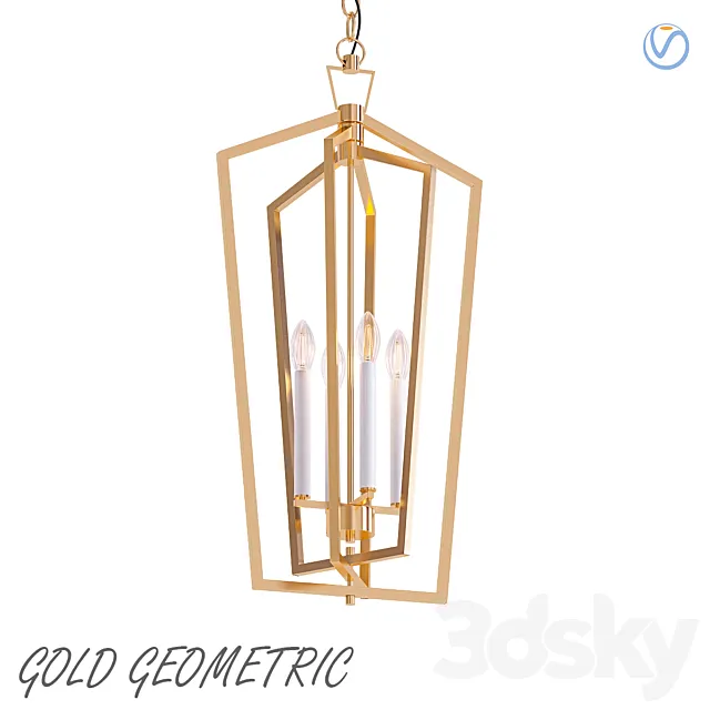 Gold Geometric Pendant 3ds Max