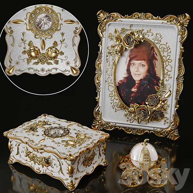 Gold Giftgarden Decor Set 3ds Max