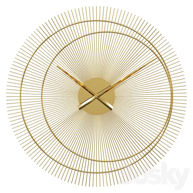 Gold metal clock D60cm Wall clock dubai 3dsMax Model