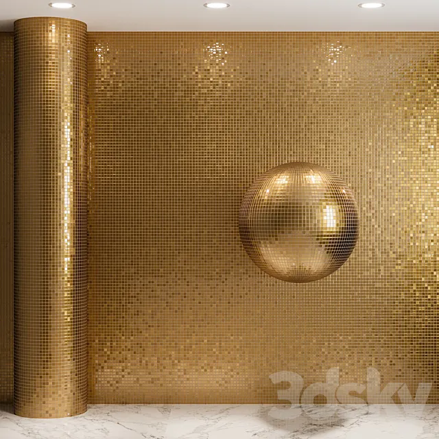 Gold mosaic material on glass 3DS Max Model