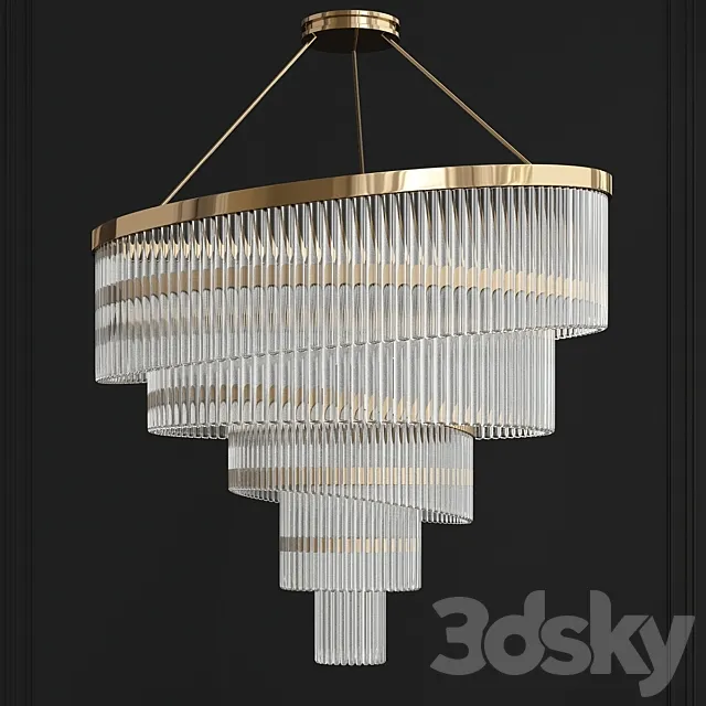 Gold Plated Spiral Crystal Designer Chandelier 3DS Max Model