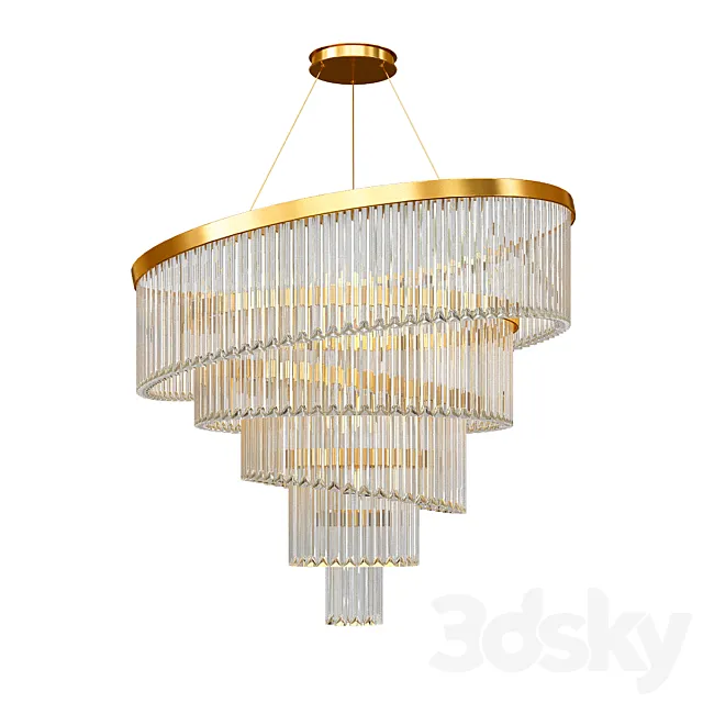 Gold Plated Spiral Crystal Designer Chandelier 3DS Max Model