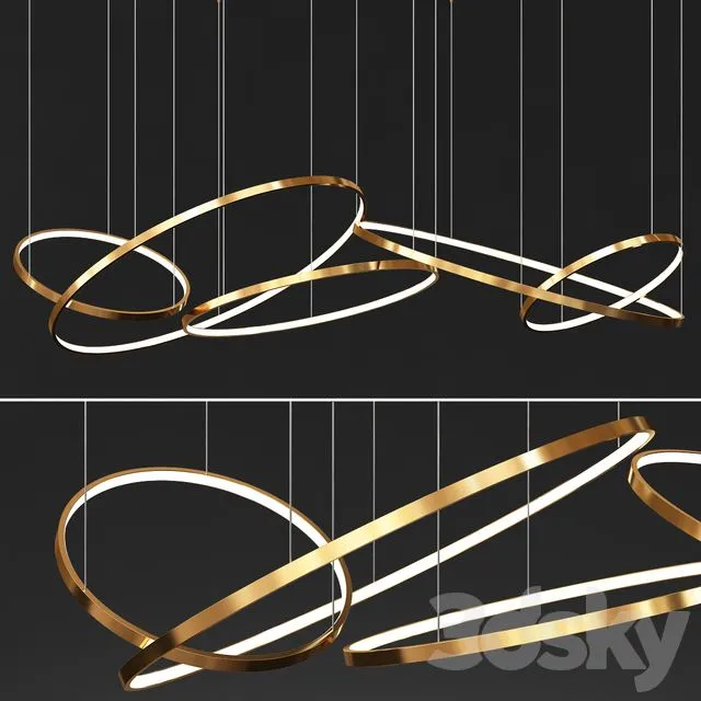 Gold Ring Chandelier 3 3dsMax Model