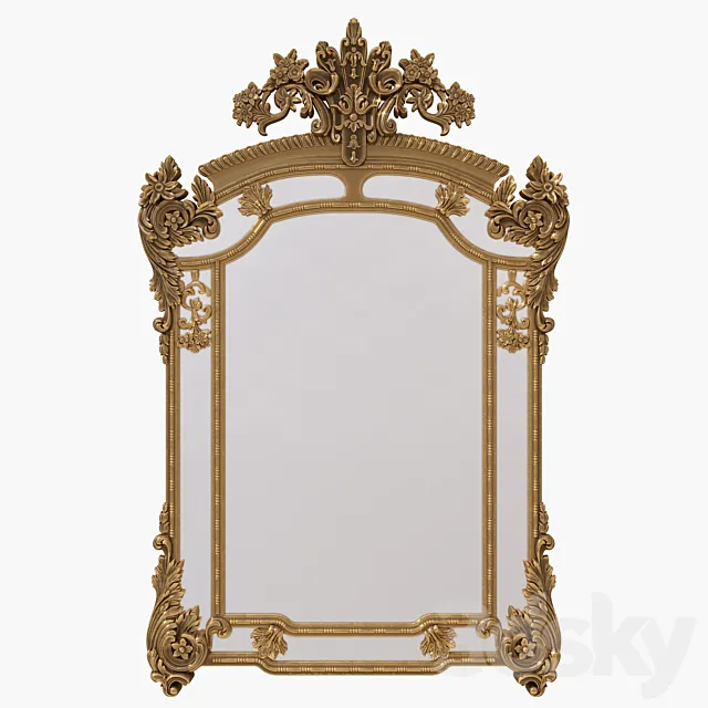 Gold rococo mirror 3DS Max Model