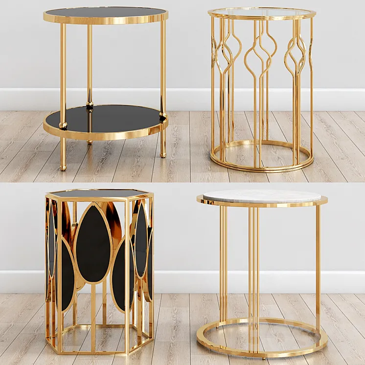 Gold side tables 3DS Max