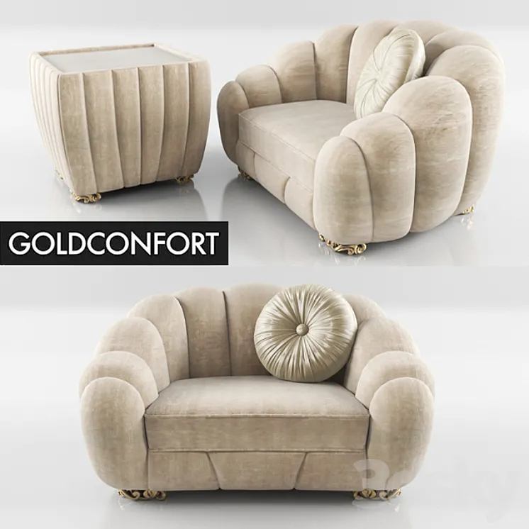 GOLDCONFORT Pearl armchair and coffee table 3DS Max