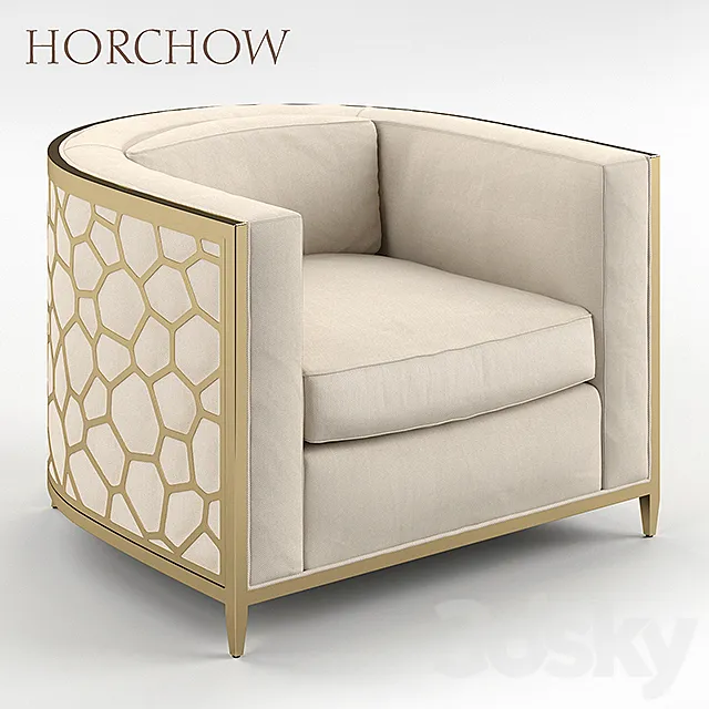 Golden Curved Chair Horchow 3DS Max Model