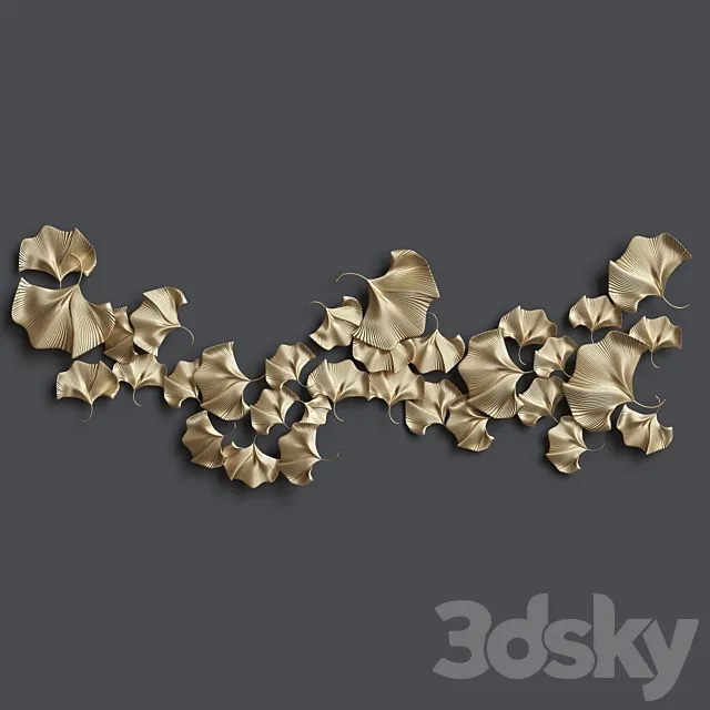 Golden ginkgo leaves 3DS Max Model