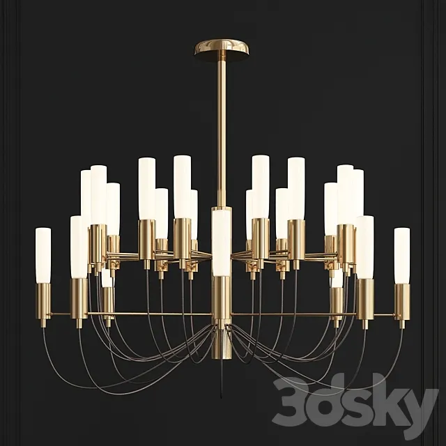 Golden Iron Led Chandelier 3DSMax File