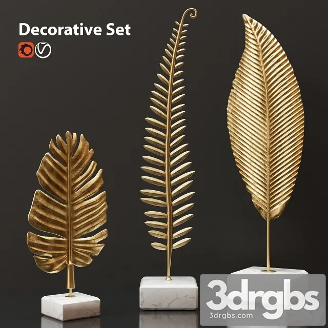 Golden Leaves Decorative Set 3dsmax Download