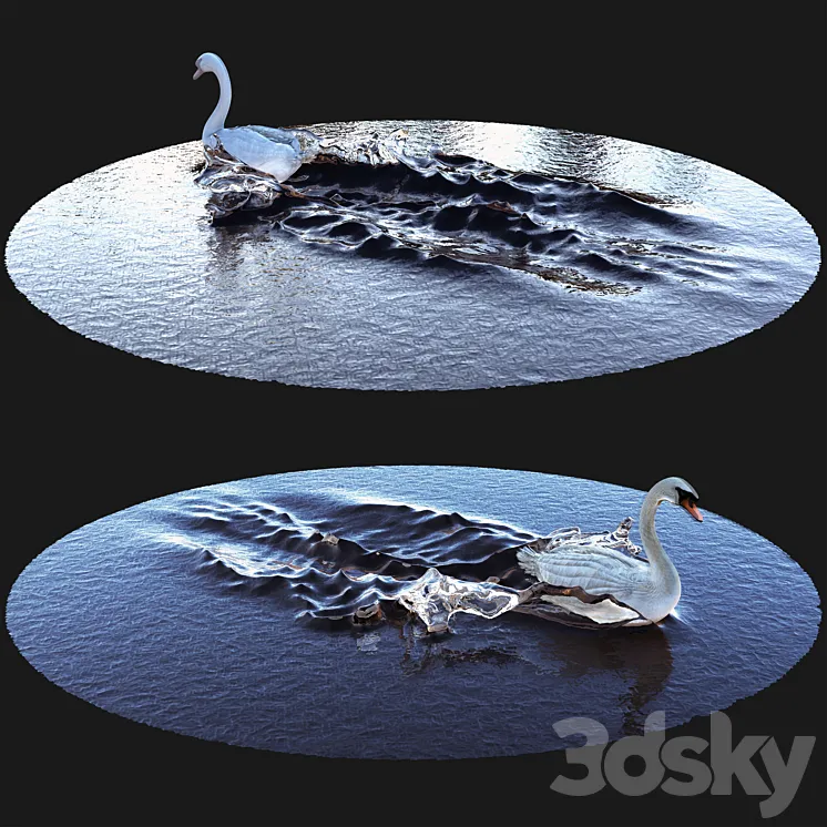 Goose on water 3DS Max