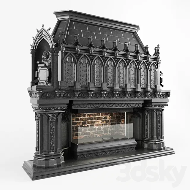 Gothic Fireplace 3DS Max Model