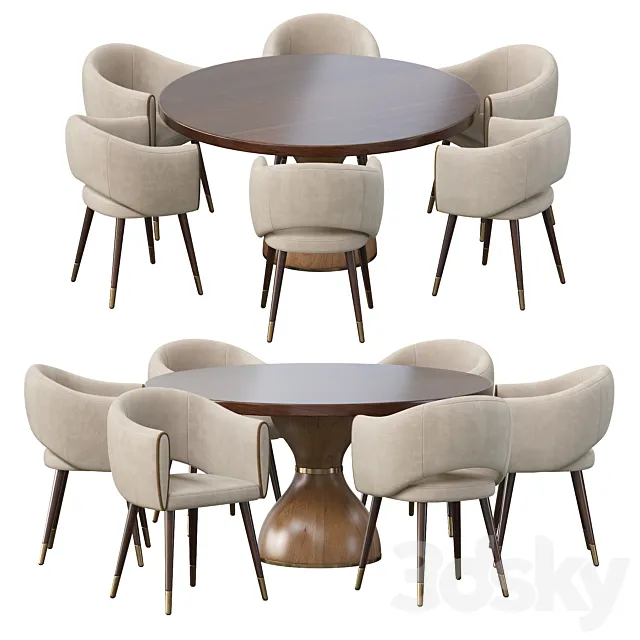 GRACE ARMCHAIR and POINT REYES BOTTICELLI LARGE ROUND DINING TABLE 3DS Max Model