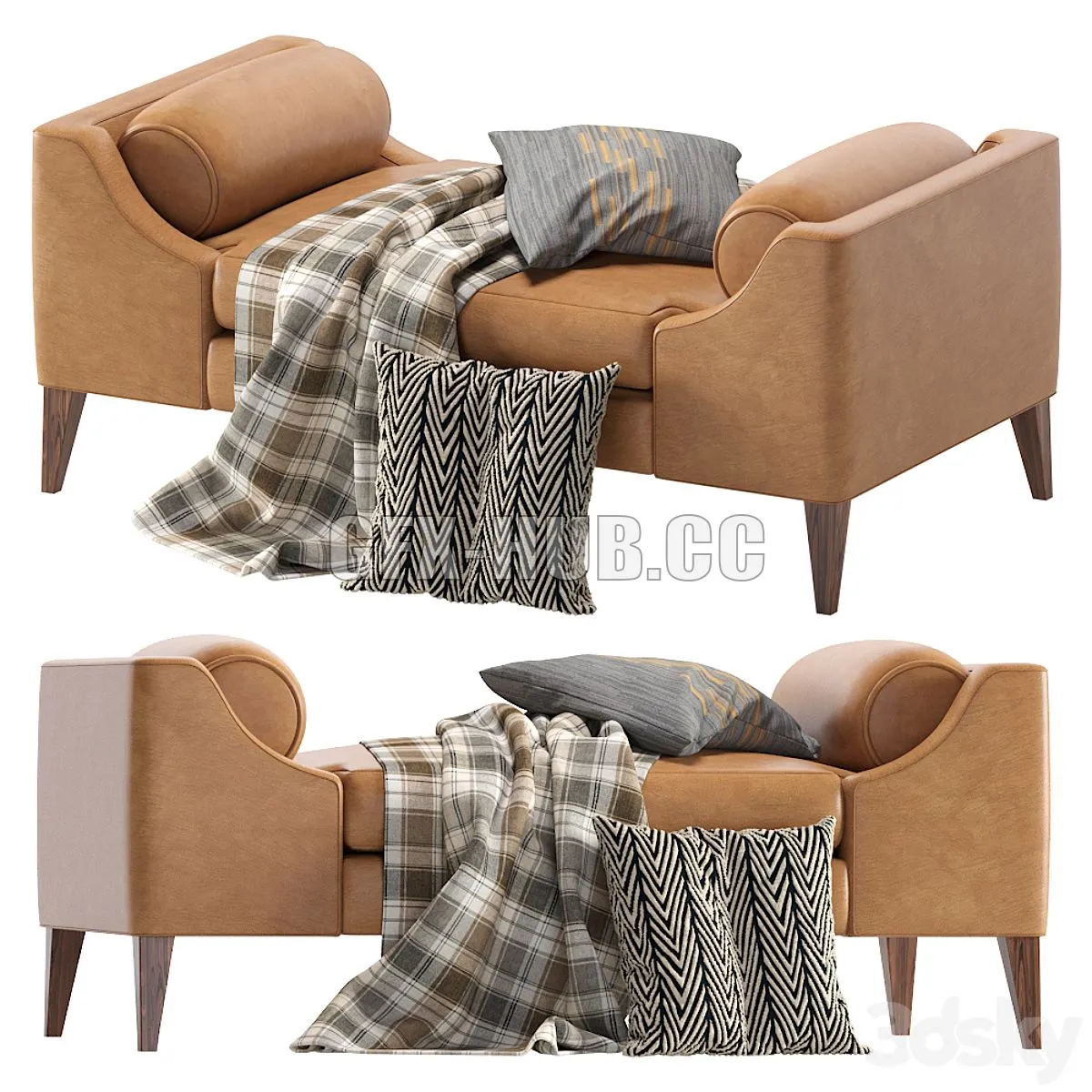 Grace Bench Leather 3dsMax Model