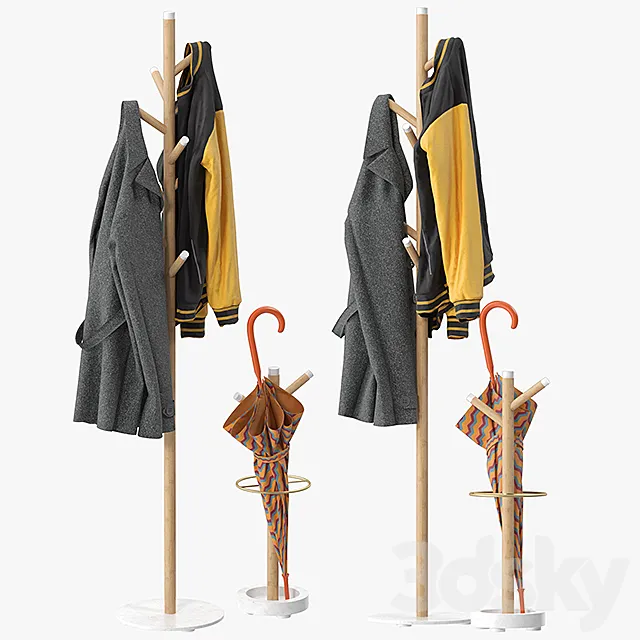 Grace Mango Wood & Marble Coat Rack 3ds Max