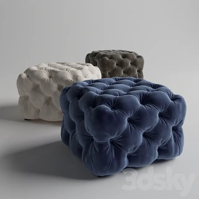 Grace Tufted Cube Ottoman 3ds Max