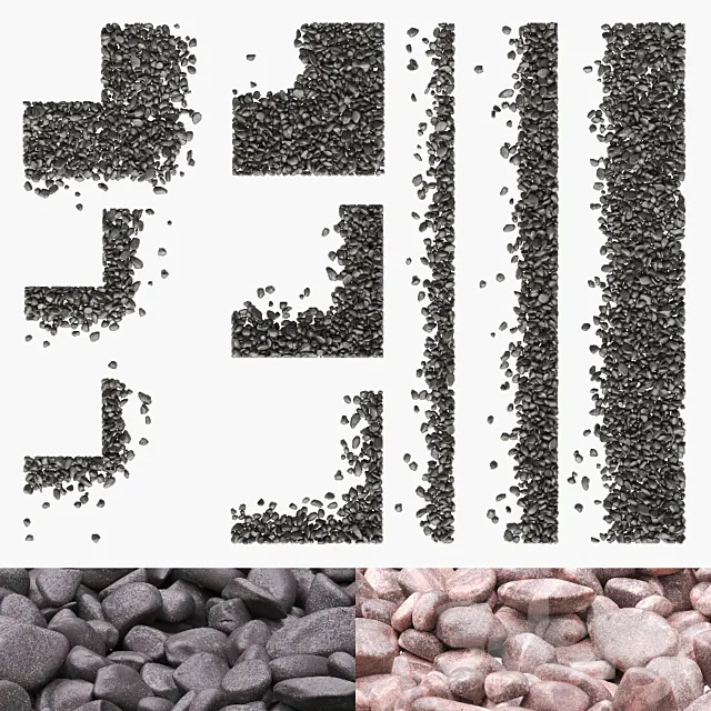 Gradient Pebbles Paths 01 (16-54 mm) 3DS Max Model