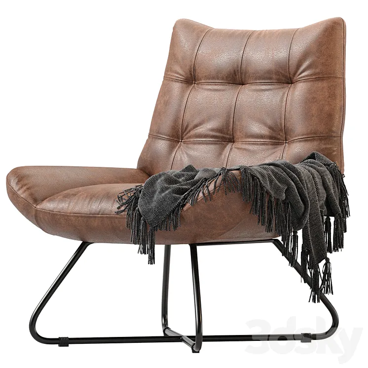 GRADUATE LOUNGE CHAIR OPEN ROAD BROWN LEATHER 3DS Max Model