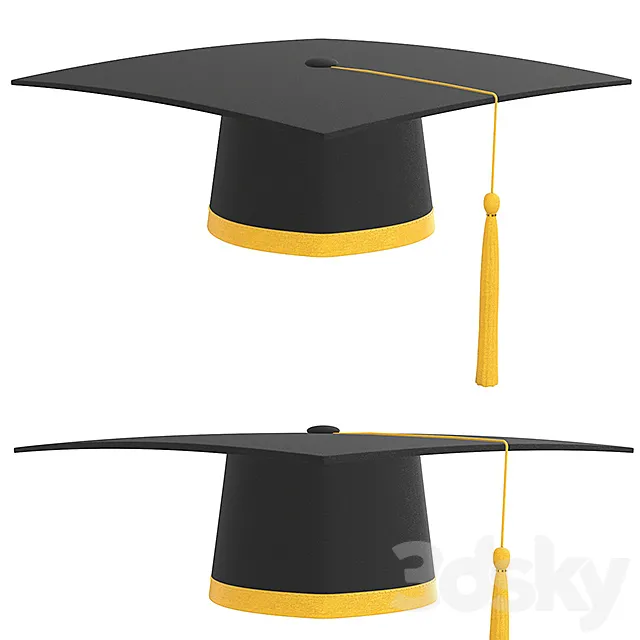 graduation cap with gold tassel 3DS Max Model